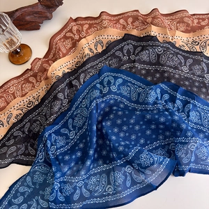 Vintage Paisley Print Bandana Square Scarf Bohemian Ethnic Style Polyester Headscarf Fashion Neck Scarf Accessory For Women