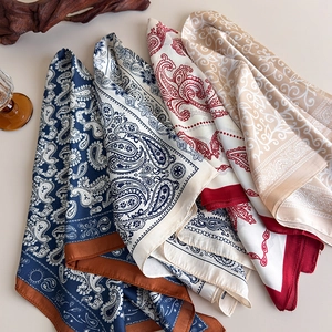 Elegant paisley square silk scarf collection with smooth satin finish for women