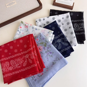 Lightweight cotton paisley square scarves in multiple colors for French vintage styling