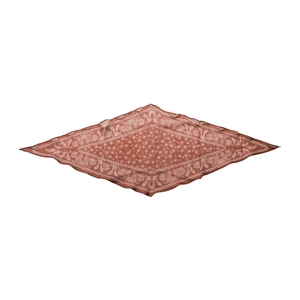 Rust red paisley bandana scarf in cotton-linen texture with vintage diamond pattern print
