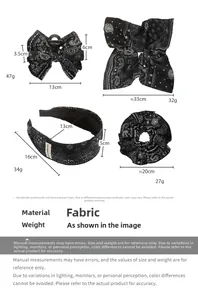 Detailed dimensions and weight for black paisley fabric hair accessories and scrunchies