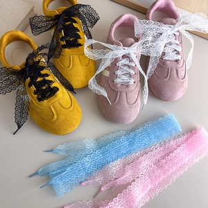 Lacets en Dentelle avec Nœud Balletcore pour Femmes Avec Accessoires en Perles Artificielles Style Doux Coréen Lacets en Ruban pour Baskets