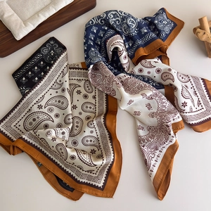 Retro paisley silk bandana scarf for women with elegant bohemian floral patterns