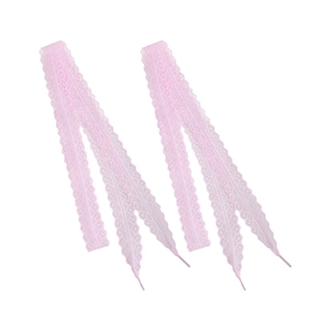 Lacets en dentelle rose avec bords festonnés pour baskets et chaussures de ballet