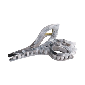 Grey ink wash pattern large shark hair claw clip with strong gold metal spring for thick hair
