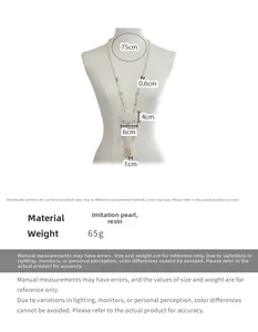 Long tassel necklace with faux pearls and resin pendant for traditional Chinese outfits