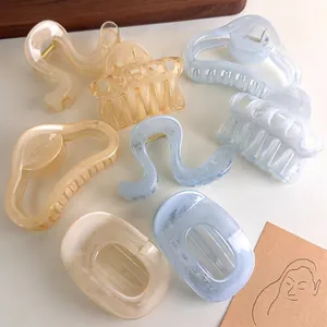 Translucent Cloud Geometric Acrylic Hair Claw Clip For Women Large Korean Style Marble Pattern Hair Styling Accessories
