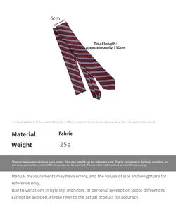 Classic red, white, and blue striped tie detailed dimensions 6cm width and 150cm length