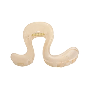 Cloud-shaped geometric hair claw clip in translucent cream beige for daily hairstyling