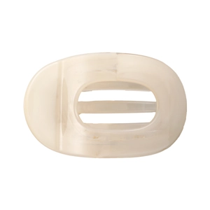 Detail view of large marble texture resin hair claw clip with hollow oval design