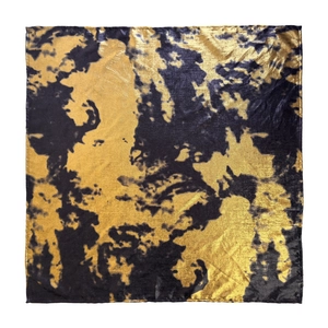 Y2K vintage silver square headscarf with black marble pattern and metallic gold accents