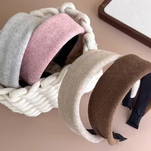 Women's Autumn Winter Padded Plush Headband Solid Color Wide Hair Hoop Elegant High Top Hairband For Makeup Face Washing