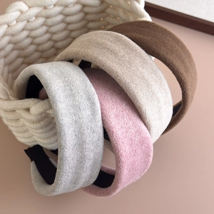 Winter wool headband set in four colors with soft thick texture for high top hairstyle
