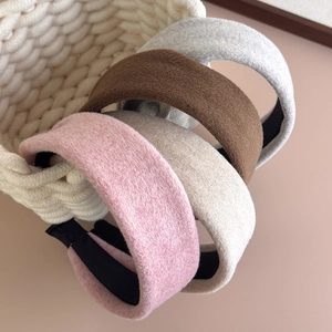Chic autumn winter wide wool felt headbands in pink beige brown and grey colors