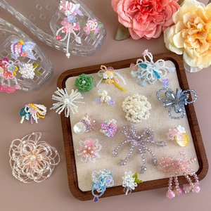 Set de breloques de chaussures en perles et fleurs en cristal pour sabots jelly colorés
