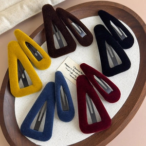 Lot de 10 barrettes BB colorées en velours, formes triangulaires et larmes