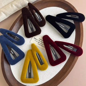 Lot de barrettes à cheveux triangulaires en velours coloré en cinq tons vintage