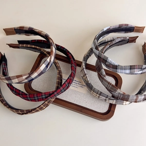 Britisches Karo-Stoff-Stirnband-Set in verschiedenen Retro-Farben für Damen