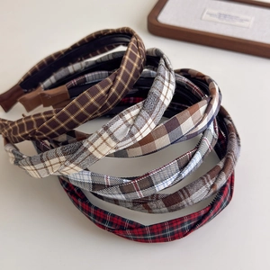 Vintage Karo Stoff Twist Knoten Haarreif Für Damen Mädchen Retro Kariertes Haarband Mit Rutschfesten Zähnen Preppy Style Haarschmuck