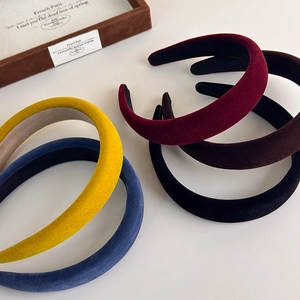 Retro velvet padded headbands for women in vintage yellow, blue, red, brown, and black