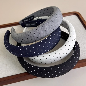 Cerchietto Imbottito a Pois in Tessuto Volumizzante Retrò Dolce Fascia per Capelli per Lavaggio del Viso Quotidiano Donna