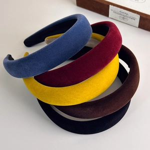 Retro velvet padded headband set in five classic colors for a vintage elegant hair look