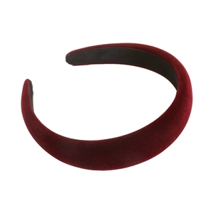 Retro burgundy velvet padded headband for women with elegant thick sponge design