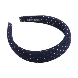 Cerchietto imbottito a pois blu navy in tessuto con etichetta fatta a mano chic
