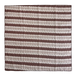 Maillard brown polka dot square scarf with ethnic geometric heart and wave patterns
