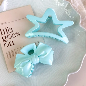 Lot de pinces à cheveux bleu clair avec nœud et étoile pour coiffure élégante