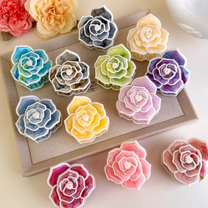 Eleganti mollette per capelli a camelia 3D in vari colori marmorizzati per acconciature francesi