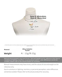 Detailed size and weight specs for handmade crystal star necklaces A and B