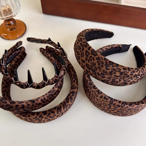 Retro leopard print sponge headband and wide hairbands collection for women fashion