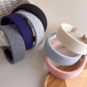 Korean Style Simple Knitted Ribbed Padded Headband Women Wide Brim Sponge Hairband Solid Color Fashion Hair Accessories