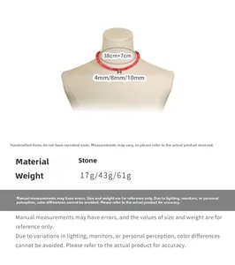 Guide des tailles pour collier en perles de pierre rose avec longueurs et diamètres