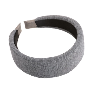 Minimalist grey knitted sponge wide headband with high crown design for women