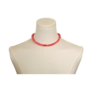 Collier élégant en perles de pierre naturelle rose avec pierres polies rondes