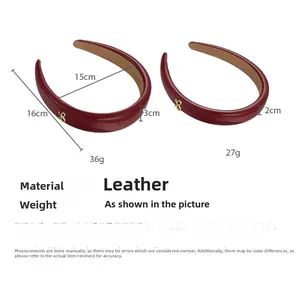 Detailed comparison of deep wine red PU leather headbands with size and weight specs
