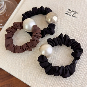 Elastico per Capelli con Grande Perla Artificial Sintetica Minimalista in Tessuto Elastico Elegante Stile Francese Porta Coda di Cavallo Donna Accessori Capelli