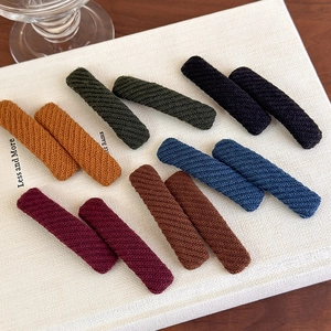 Set of 12 vintage knitted fabric rectangle hair clips in six assorted autumn colors
