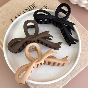 Große Matte Schleife Haarklammer Französische Eleganz Acryl Shark Clip Herbst Winter Braun Haarschmuck Für Damen