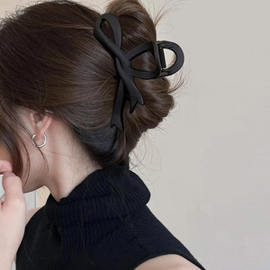 Mattschwarze große Haarklammer mit Schleifen-Design für dickes Haar bei Damen