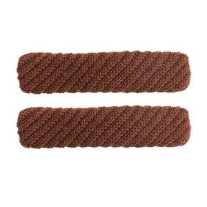 Set of two vintage brown knitted BB hair clips for women in minimalist autumn style