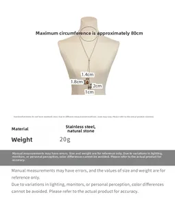 Adjustable stainless steel long necklace featuring a tiger eye stone teardrop pendant