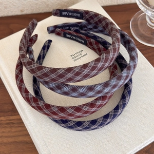 Retro Academy Style Plaid Fabric Headband For Women Handmade Checkered Hair Hoop Versatile Hair Accessories For Daily Wear