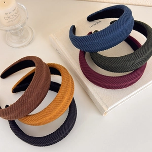 Padded knit headband set in diverse candy colors with textured ribbed fabric finish
