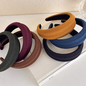 Padded candy color knitted headbands set in burgundy navy and forest green colors
