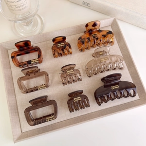 Pinze per Capelli PS in Stile Francese per Donna Minimalista Trasparente Leopardato Grigio Quadrato Multi-Dente Fermagli per Capelli Eleganti Accessori per Lo Styling dei Capelli