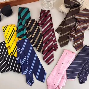 Trendy Preppy Style Striped Necktie For Women Nylon Jacquard Student Uniform Casual Necktie Versatile Accessory For Daily Wear