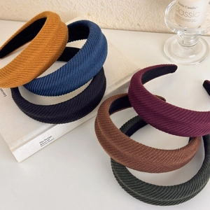 Autumn Knitted Padded Headband For Women Korean Style Thickened Sponge Hairband Solid Color Twill Elegant Hair Accessories